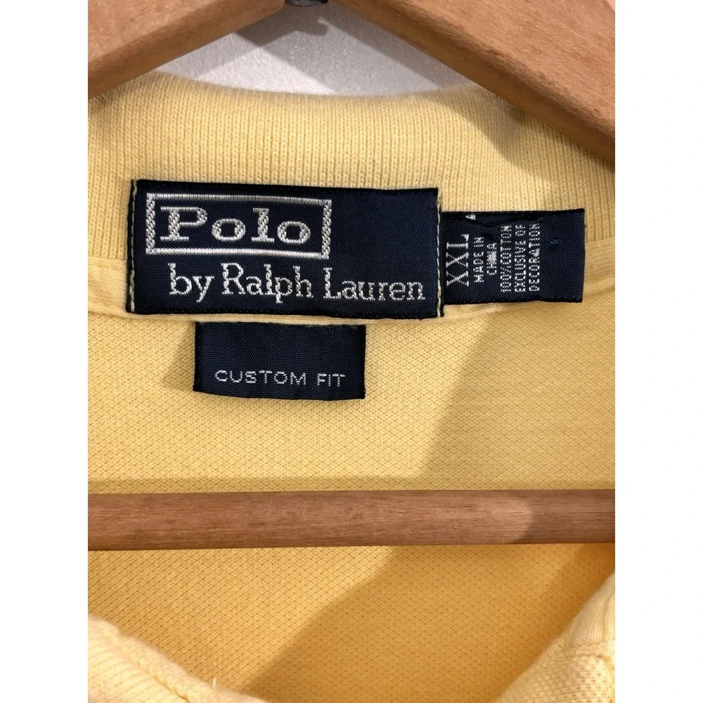 polo ralph lauren custom fit XXL Yellow Big Pony‎ Shirt Blue Logo #3 0489